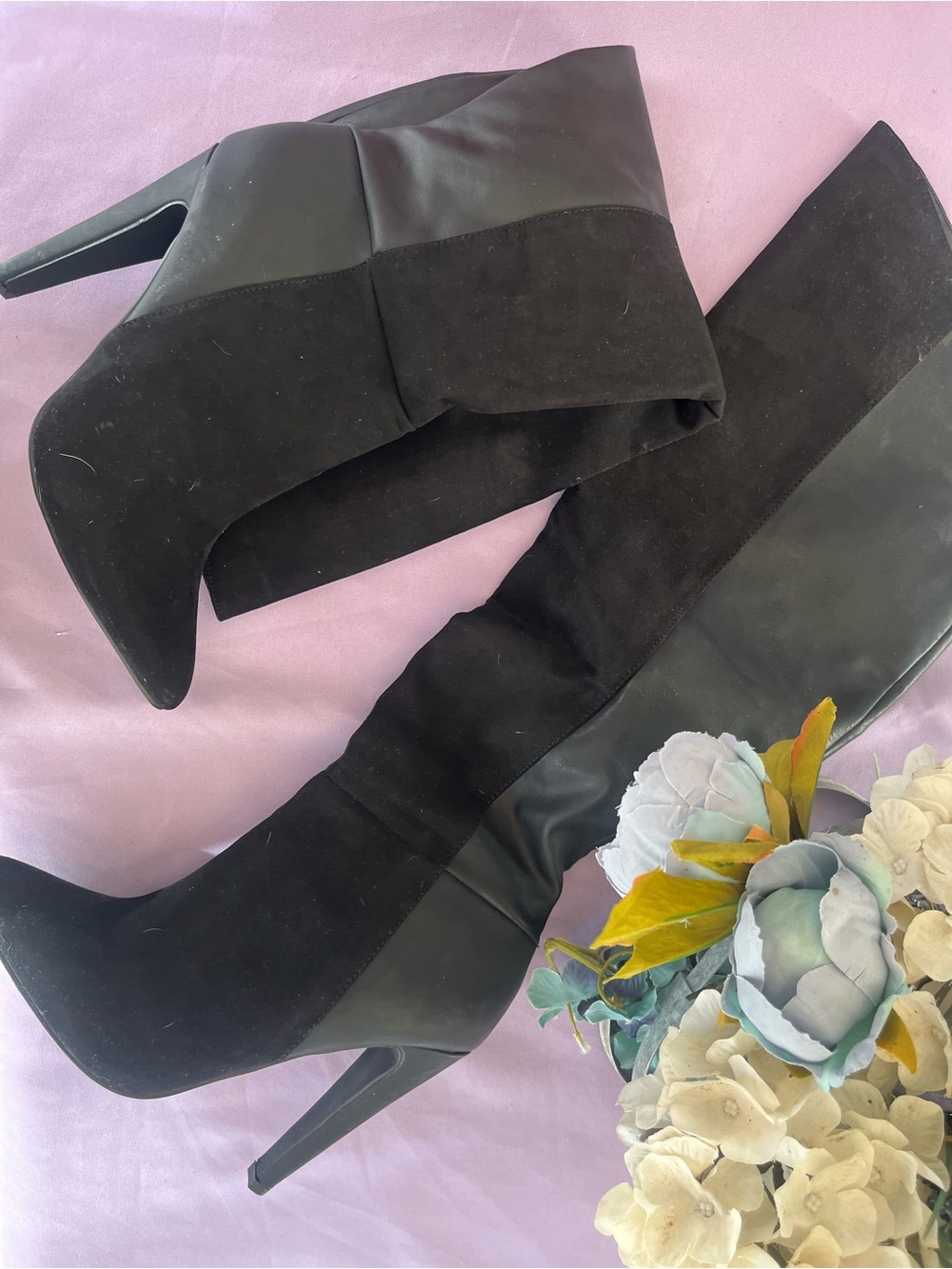 SAYLOR Black Over-the-Knee Stiletto Boots